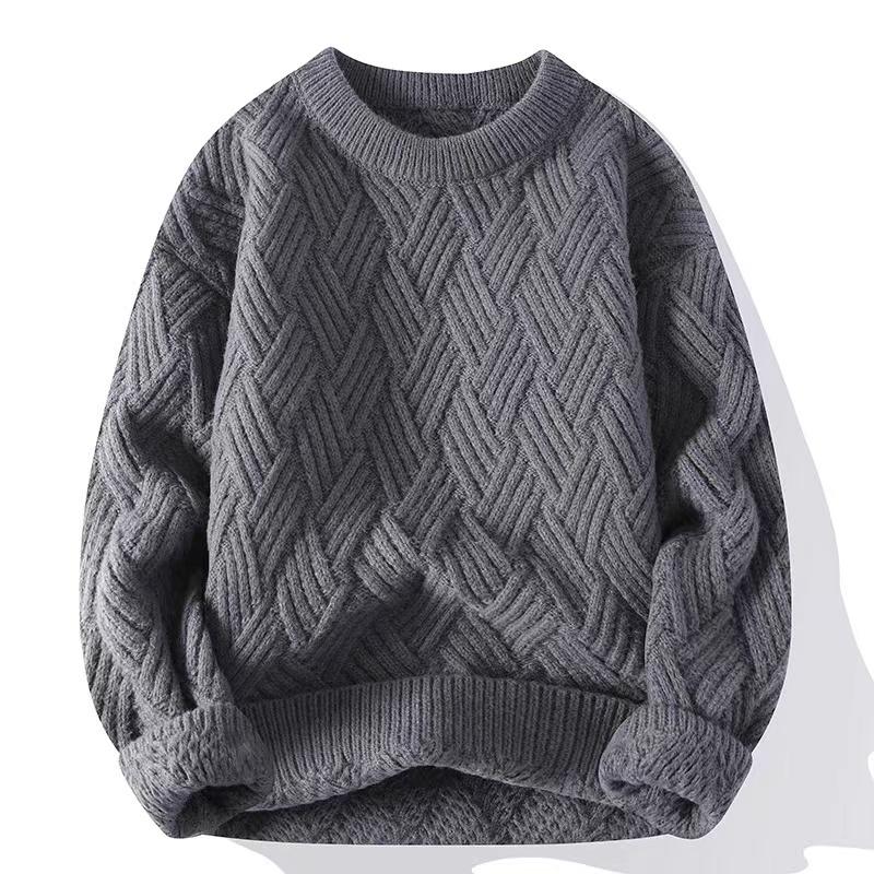 Men's Vintage Crew Neck Sweater Green Fashion Clothing Autumn/Winter Pullover Top Men's Knit Sweatshirt