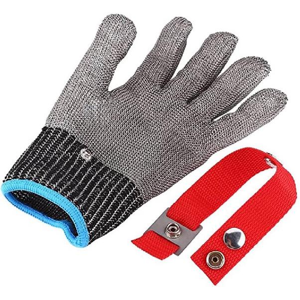 Cut Resistant Glove Adjustable Metal Cut Resistant Gloves, Suitable for Slaughter, Food Processing, Oyster Removal, Common for Both Left and Right