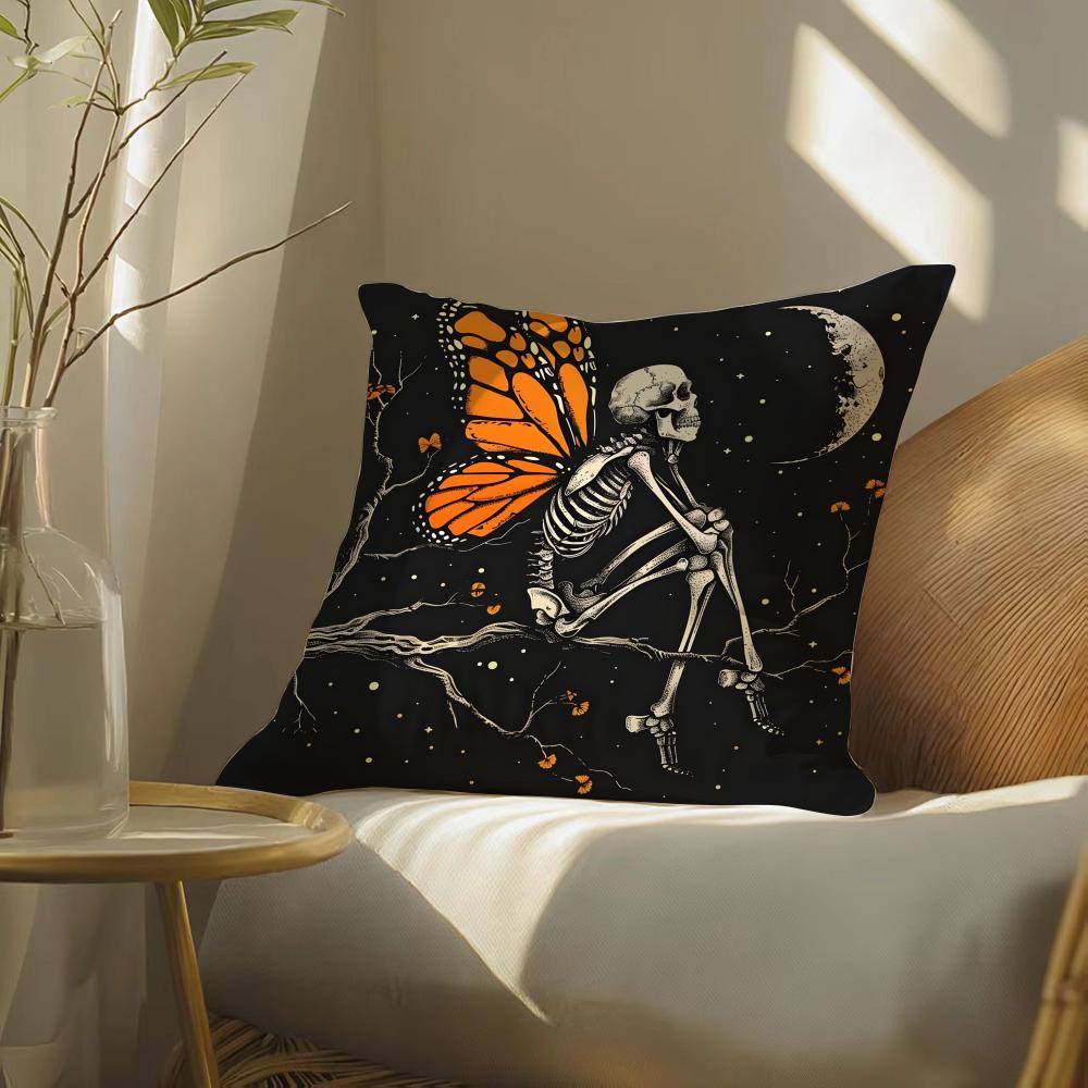 Personalized Art Skeleton Display Pillow Case Pattern Printed Pillowcase For Living Room Sofa Cushion Cover & Bedroom Decor