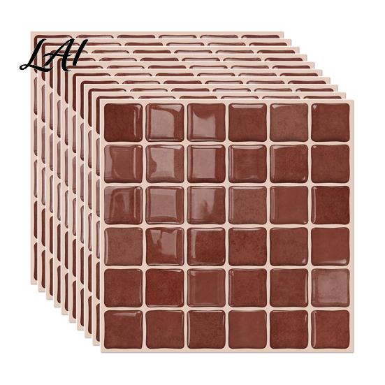 Waterproof Kitchen Backsplash Decal 10Pcs 3D Mosaic Wall Sticker Oil-Proof Tile Decal Peel And Stick Stickers Backsplash Self-Adhesive Bathroom