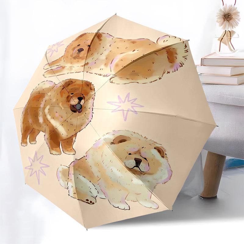 1pc Chow Chow Puppies Umbrella with Plastic Handle,Suitable for All Seasons Home Travel Outdoor Umbrellaptys31086