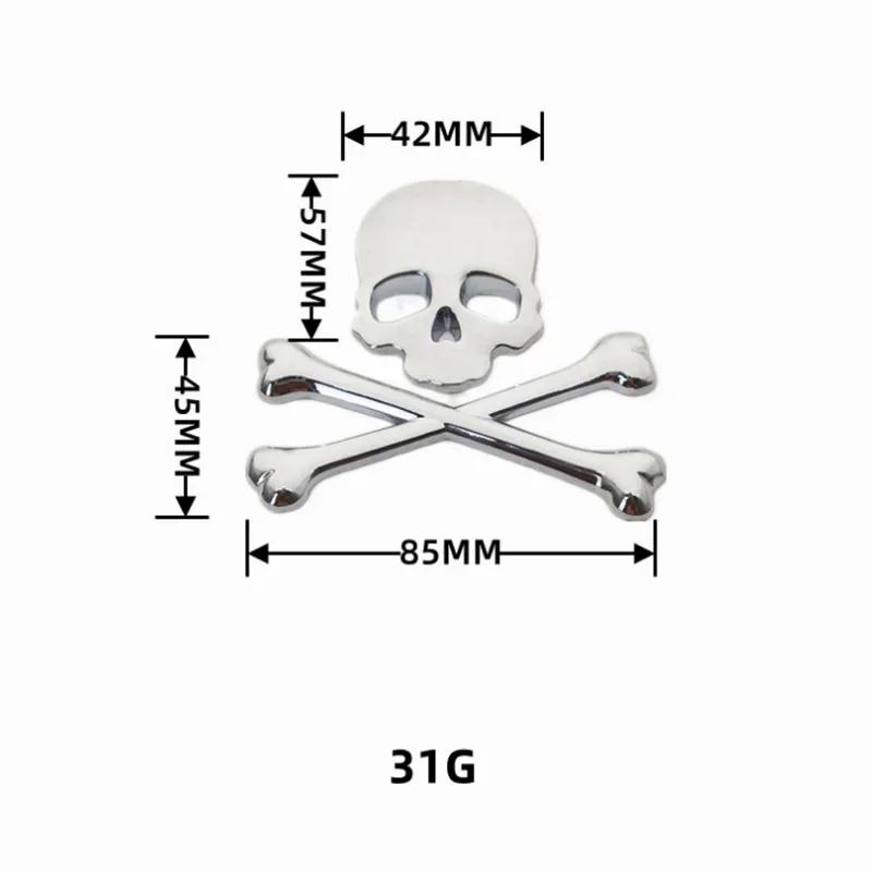 Teschio Scheletro Ossa Incrociate in Metallo 3D Adesivo per Auto Moto Etichetta per Camion Emblema Distintivo Decalcomania Logo Styling Auto Decorazione