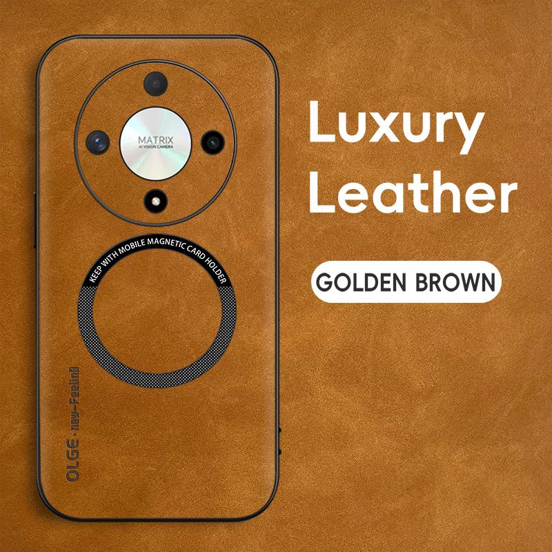 

Магнитный Ретро Кожаный Мягкий Чехол для Honor X9B HonorX9B Magic6 Lite Magic6Lite 5G Беспроводная Зарядка Чехол-накладка для телефона For Magic6 Lite коричневый