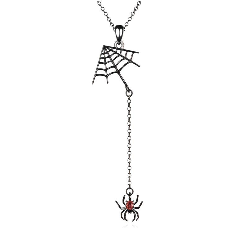 New Gothic Style Spider Web Pendant Necklace, Retro Personalized Long Chain Women's Accessory