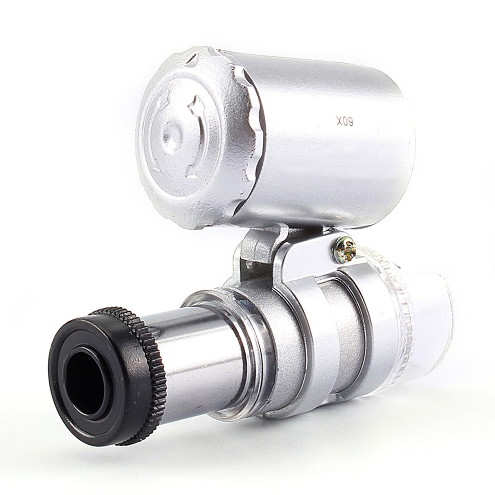 

Mini 60X Pocket Microscope Jewelry Magnifier Loupe Glass LED UV Light