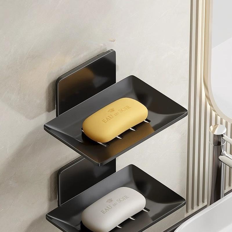 Drill-Free Black Space Aluminum Soap Dish (2-Pack)