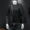 Mens Slim Fit Leather Jackets PU Casual Motorcycle Coats Turn Down Collar Black Moto Biker Leather Suede Outerwear Men