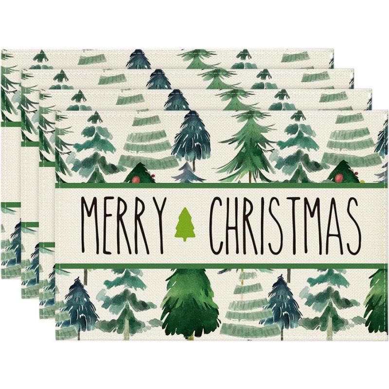 Cross-Border Bestseller Christmas Linen Placemat - Festive Letters & Colors for Restaurant Decoration