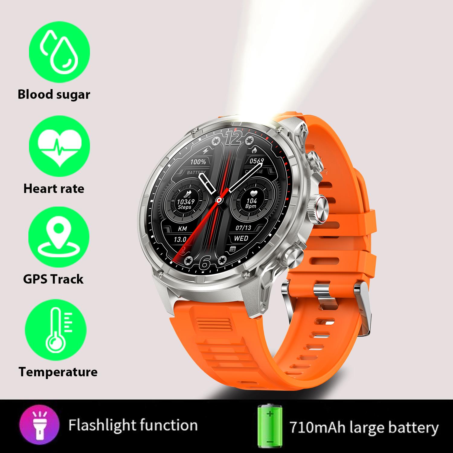 

2025New V99 1.85-inch Ultra HD Smart Watch NFC GPS sensing Bluetooth Call 710 Mah Large Battery Sports Fitness smartwatch 710mAH помаранчевий