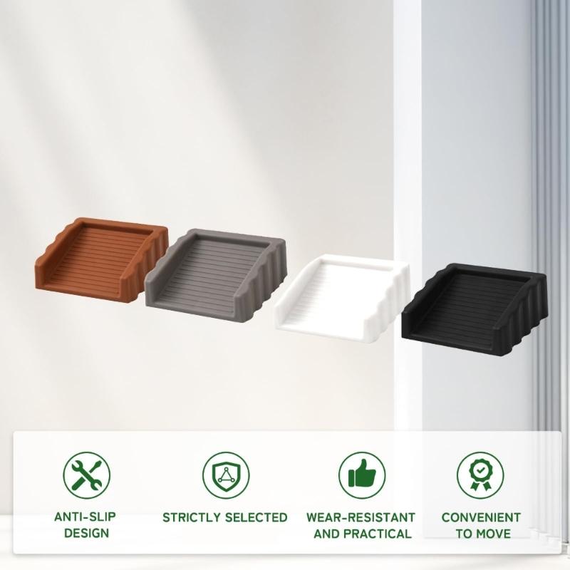4Pieces Practical Door Stoppers Wedges Crafted from High Strength Rubber Materials for Effective Windproof Resistance