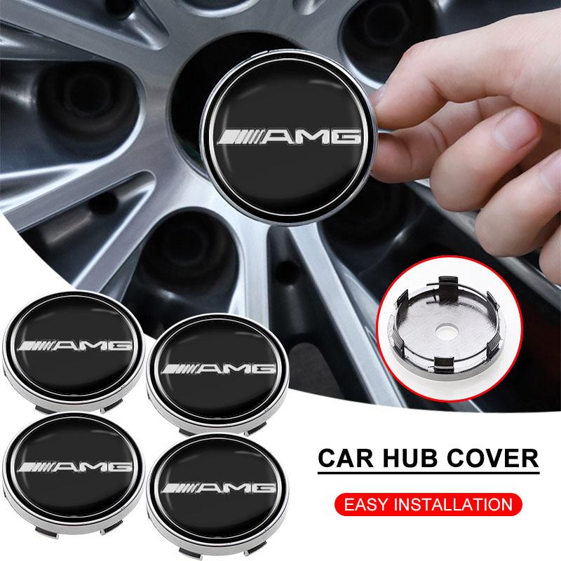 4pcs AMG Emblem Car Rim Cover Decal Tire Wheel Center Hub Cap Sticker for Mercedes Benz AMG C300 A/B/C/E/S Class W203 W204 W20