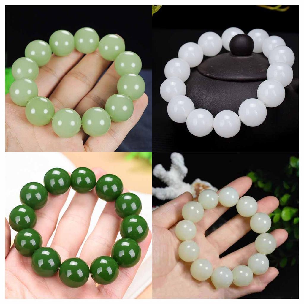 Bracciale in Giada Verde Stile Cinese | Perline di Cristallo Curativo Naturale Gioiello Spirituale Regalo per Donne