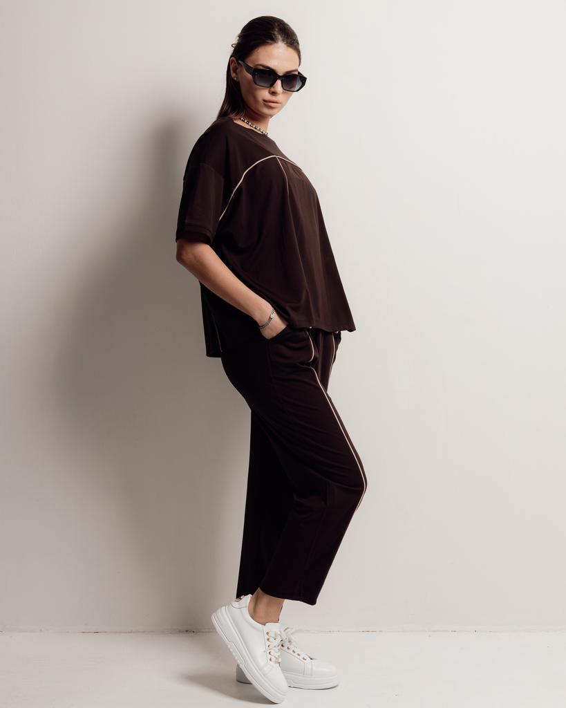 Women's Suit Butella 16544 M Chocolate (T-shirt, Pants)