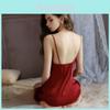 Silk Satin Nightgown With Backless Design For Sleep And Lounge Comfort