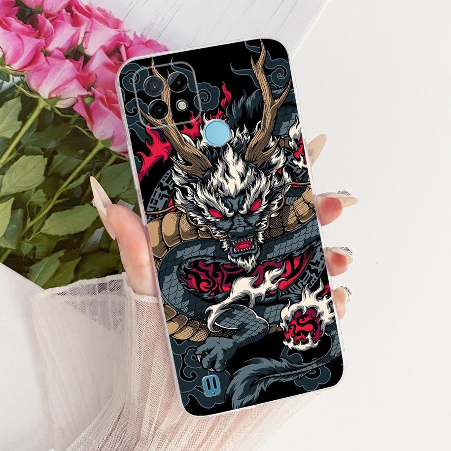 For Realme C21 C21Y Case RMX3201 RMX3261 RMX3263 Cover Cool Dragon Lion Soft Silicone Bumper For Realme C25Y RMX3269 C 21 Fundas