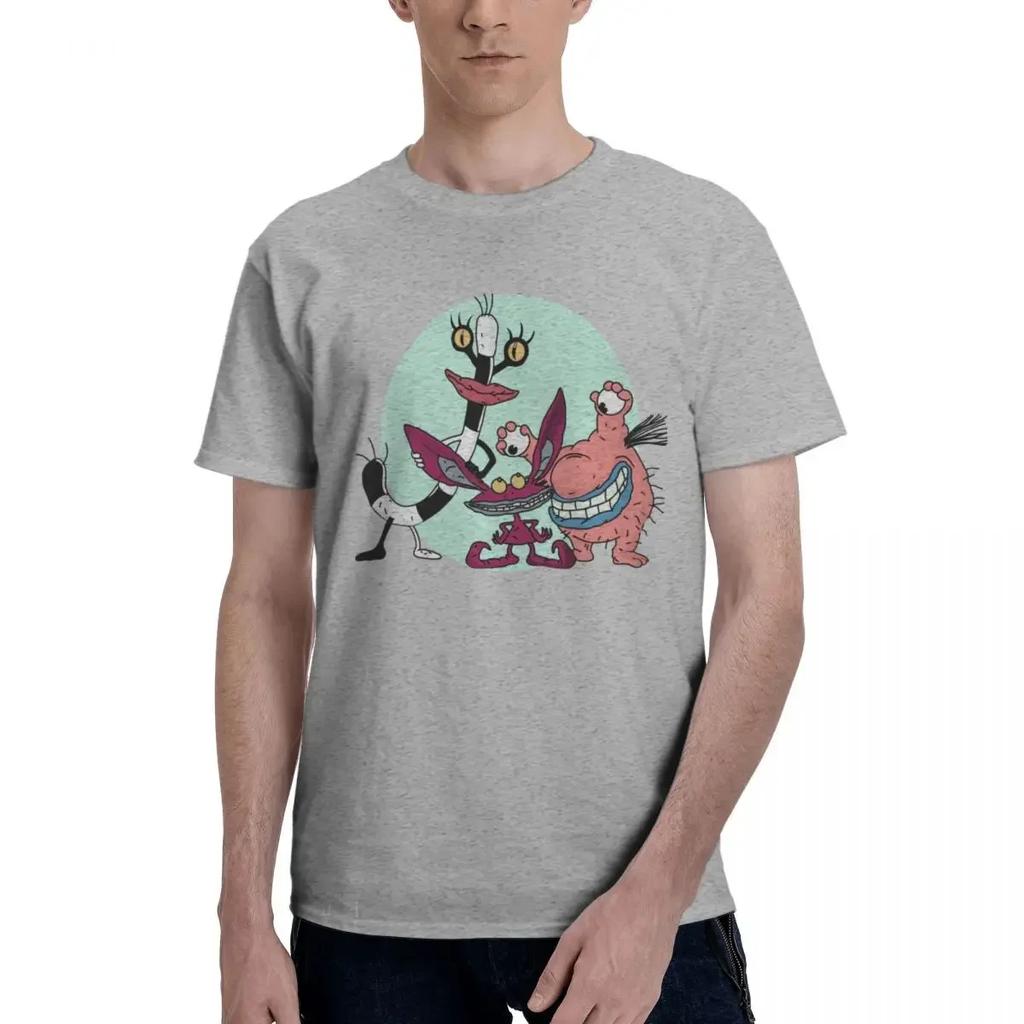 Short Sleeve O Neck T-Shirts Cotton Classic Clothing Cartoon AH Real Monsters Men T Shirt Merch Hipster Tee Oversized Style