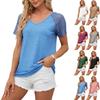 Damen Sexy Frühling und Sommer Neu Beliebt Damen Gespleißte Mesh Kurzarm Tops Farbe Lässiges Lockeres T-Shirt
