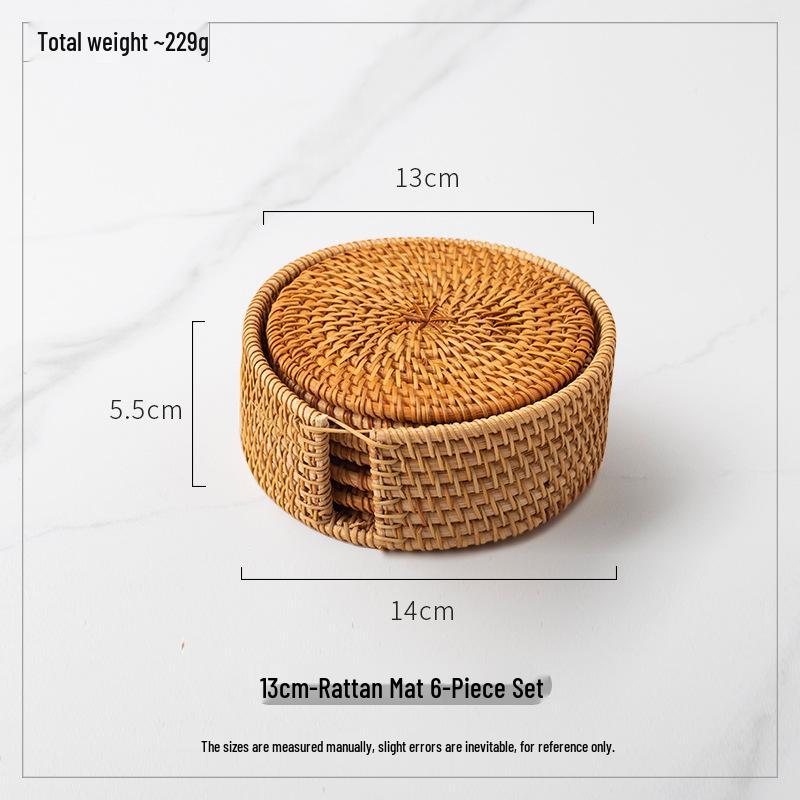Vietnamese Rattan Tea Coaster Set: Autumn-Inspired Insulating Mats for Tea Ceremony and Kung Fu Tea Set Accessories