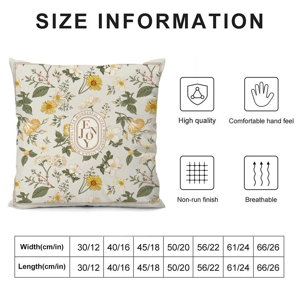 Simple Flower Painting Pillow Case Home Double-Sided Printing Short Plush Colorfast Microfiber Cushion Cover