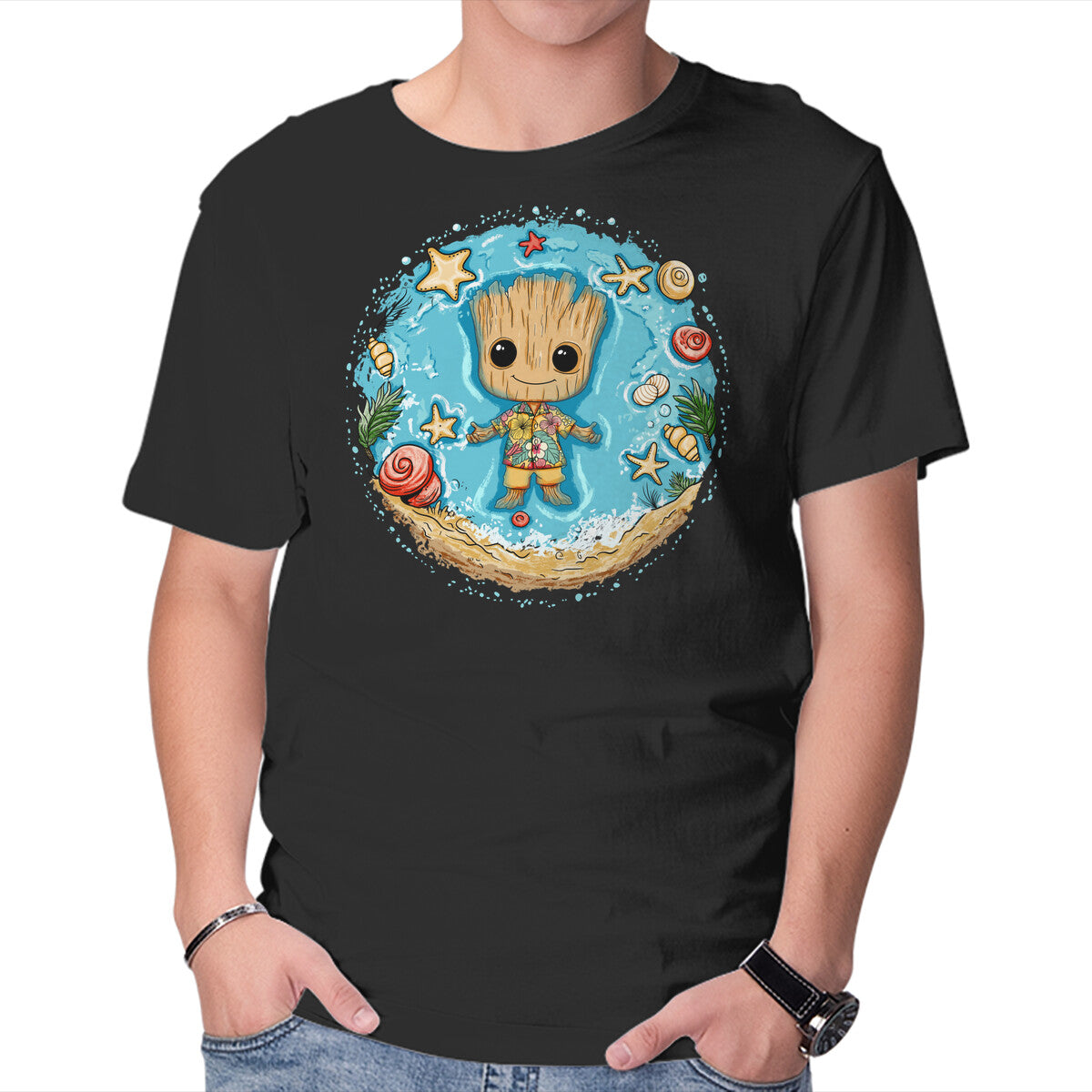Unisex Crew Neck T-Shirt I Am Aloha Groot Graphic Short Sleeve Casual Tee XXXXL