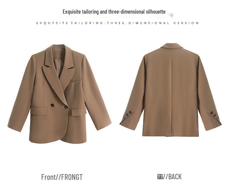 2026 Autumn Korean Street Style Loose Coffee Suit Jacket for Women