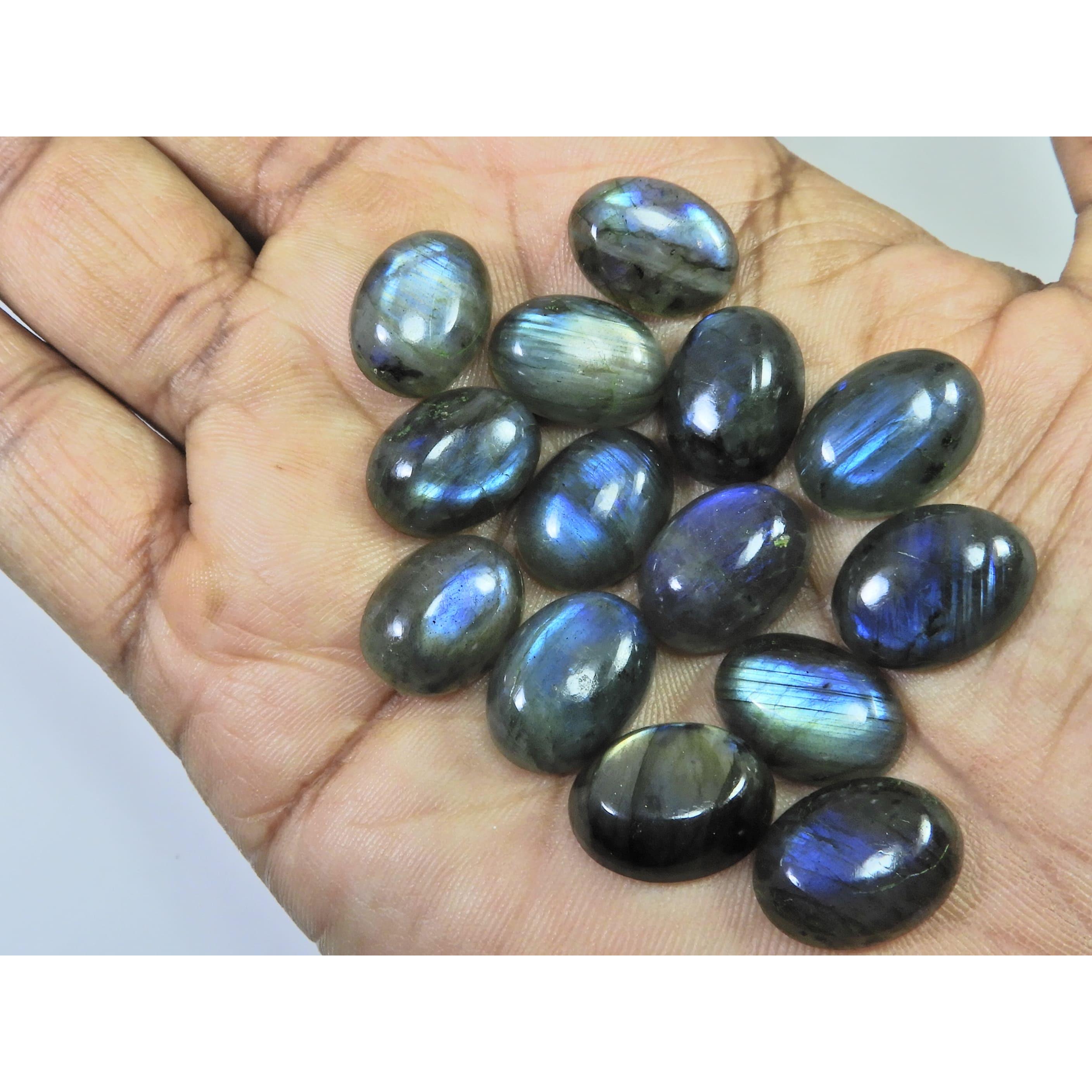 11X15MM Natural Labradorite Blue Fire Oval Cabochon Loose Gemstone 14Pcs Lot C-1090