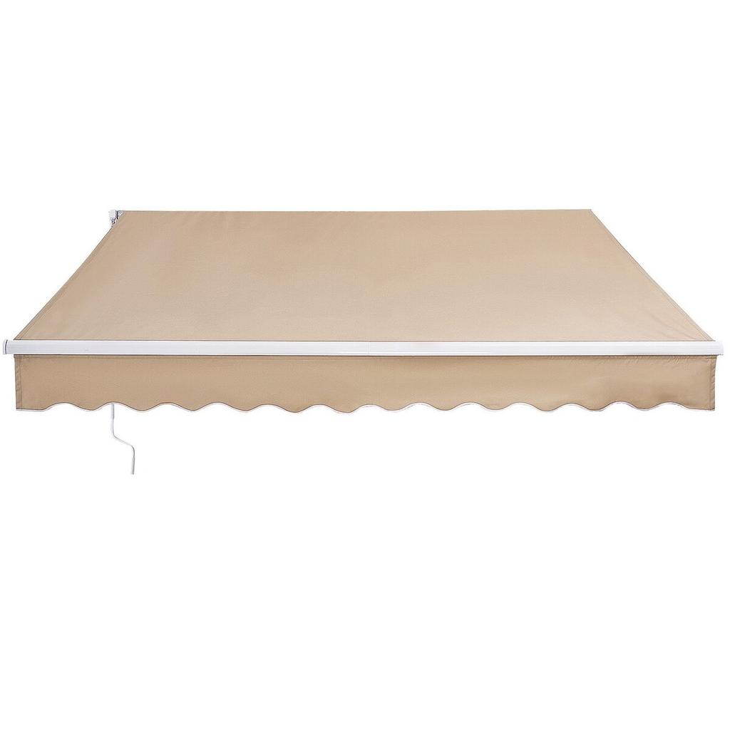 Manual Retractable Awning, 8 X 7 Ft Outdoor Patio Awning Retractable Sun Shade, Water-Resistant Polyester Patio Door Window Awning Sunshade Shelter