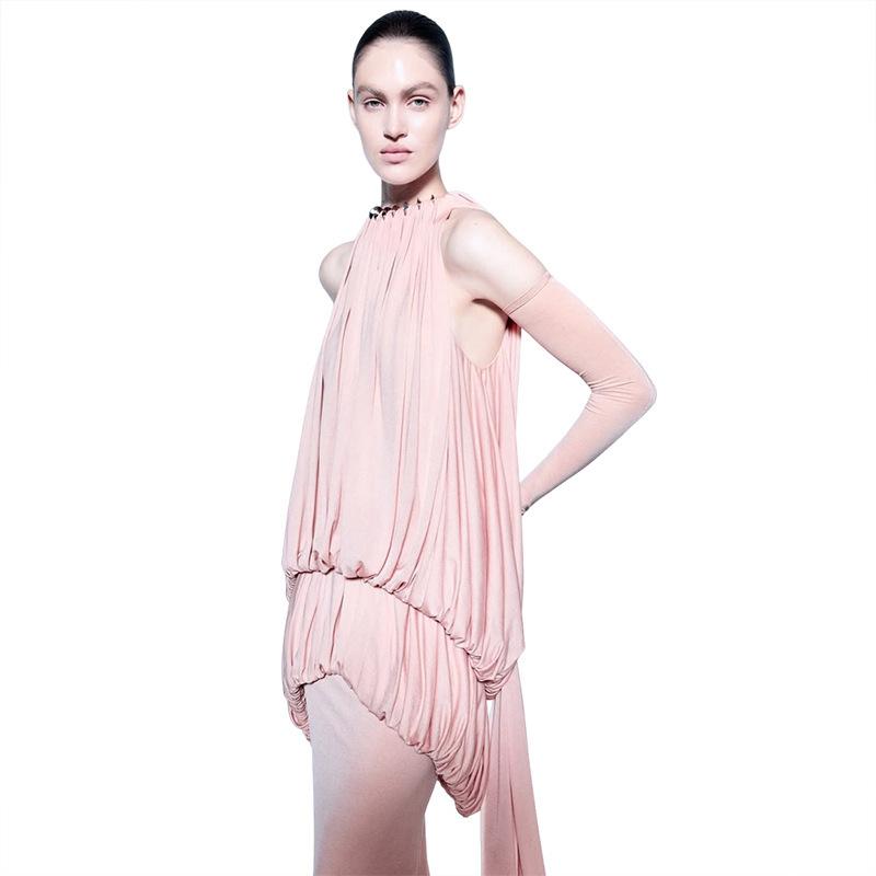 2026 European and American summer new fashion folds irregular temperament fashion niche design dress women