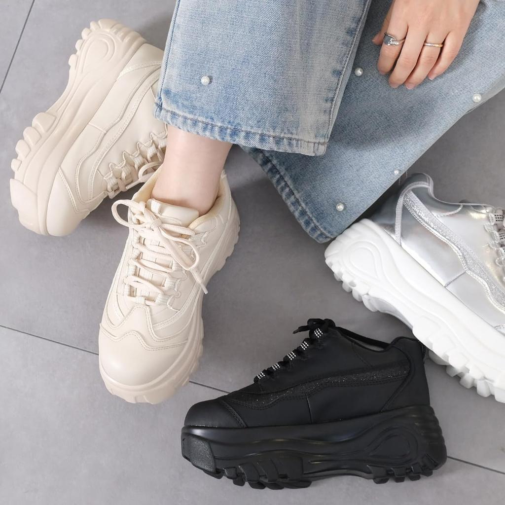 Thick Sole Thick Dance Beautiful No Less FT8046 [Amiami] Sneakers, Sneakers, Sole, Live, Black, White, Legs, Lightweight, Pain, Fatigue, (S (22.5cm),