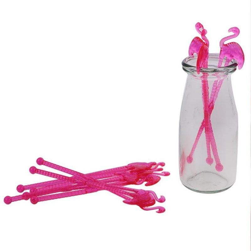 10 Stück/Packung Flamingo Kunst Cocktail Rührstäbchen Getränkemischer Kaffee-Stößel Puddler