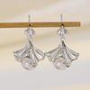 Ginkgo Leaf Textured Earrings with Ear Hooks - Bold and Fashionable for Women