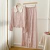 Set Pigiama da Donna 2 Pezzi Primavera Estate Stampa Floreale Indumenti da Notte Manica Lunga Pantaloni Tute Dolce Ampio Raso Abbigliamento da Casa Loungewear