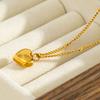 Engraved LOVE Heart Pendant Necklace for Women- 18K Gold Plated Stainless Steel Jewelry, Romantic Anniversary Gifts for Girl