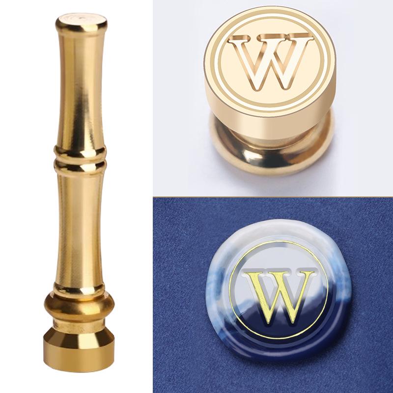 Mini Bamboo-Handled Stamp: 1.5cm Copper Head In Regular Script with Sealing Wax