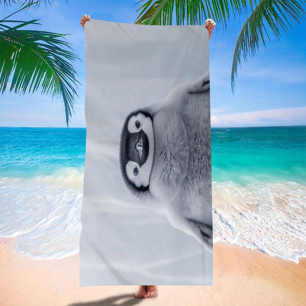 Superzachte strandlaken, absorberend en zandbestendig, lichtgewicht en sneldrogend, tropisch oceaan kawaii design met pinguïn W30*H60(CM)