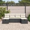 VidaXL Ensemble de Canapé de Jardin 6 Pièces avec Coussins Noir et Crème en Rattan Synthétique, résistant aux intempéries. 3359216