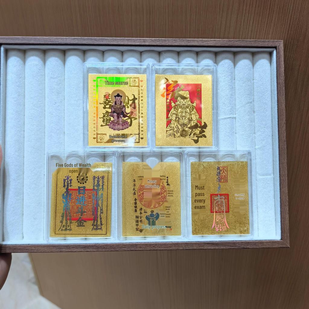 999 Pure Gold Phone Sticker: Five Gods of Wealth Charm for Exam Success & Prosperity