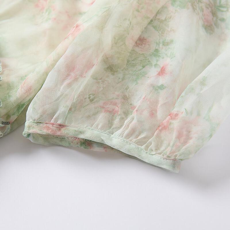 French Floral Ruffled V-neck Midi Dress