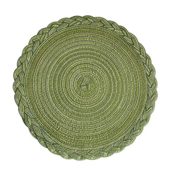 12 Inch Round Placemats, Polyester Woven Braided Place Mats, Washable Heat Resistant Circle Dining Table Mats for Kitchen Size#30cm зелёный