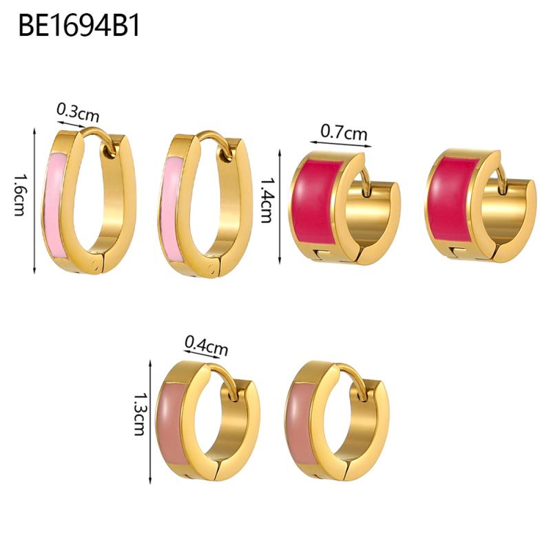CARLIDANA Premium Ins Style 18K Gold Plated Mini Hoop Earrings Non-fading Stainless Steel Enamel Earrings For Ladies Women