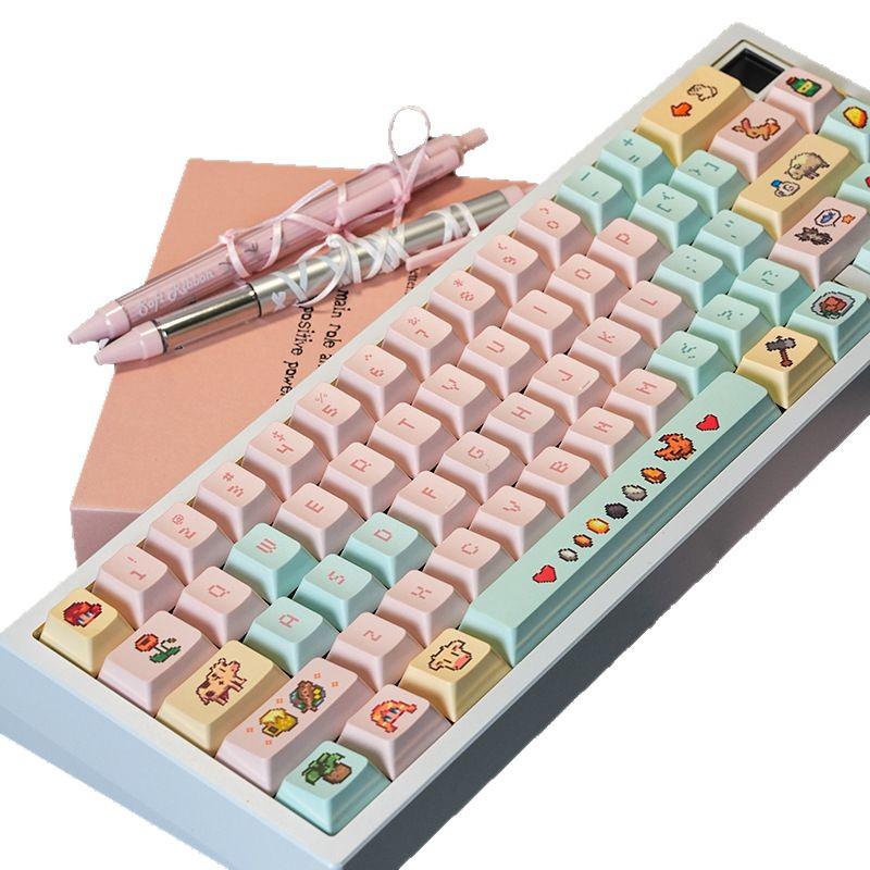 Stardew Valley Pixel Art Keycap Set: Five-Sided Dye-Sublimation PBT, Universal Fit, Durable & Waterproof for Mechanical Keyboards