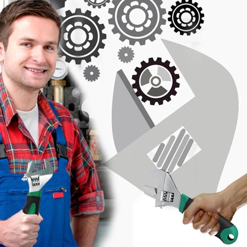 Compact Bathroom Wrench Spanner Tool With Interchangeable Heads Suitable For Tightening Pipe Home Appliance Maintenance