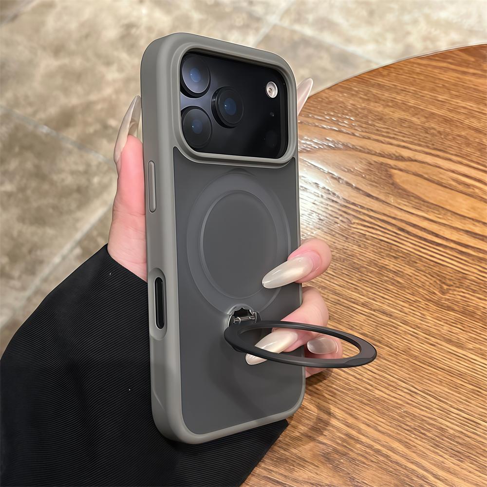

Matte Rotate Holder TPU Case For iPhone 17 Air 16 15 14 13 12 Pro Max For Magsafe Wireless Magnetic Shockproof Hard Bumper Cover iPhone 15
