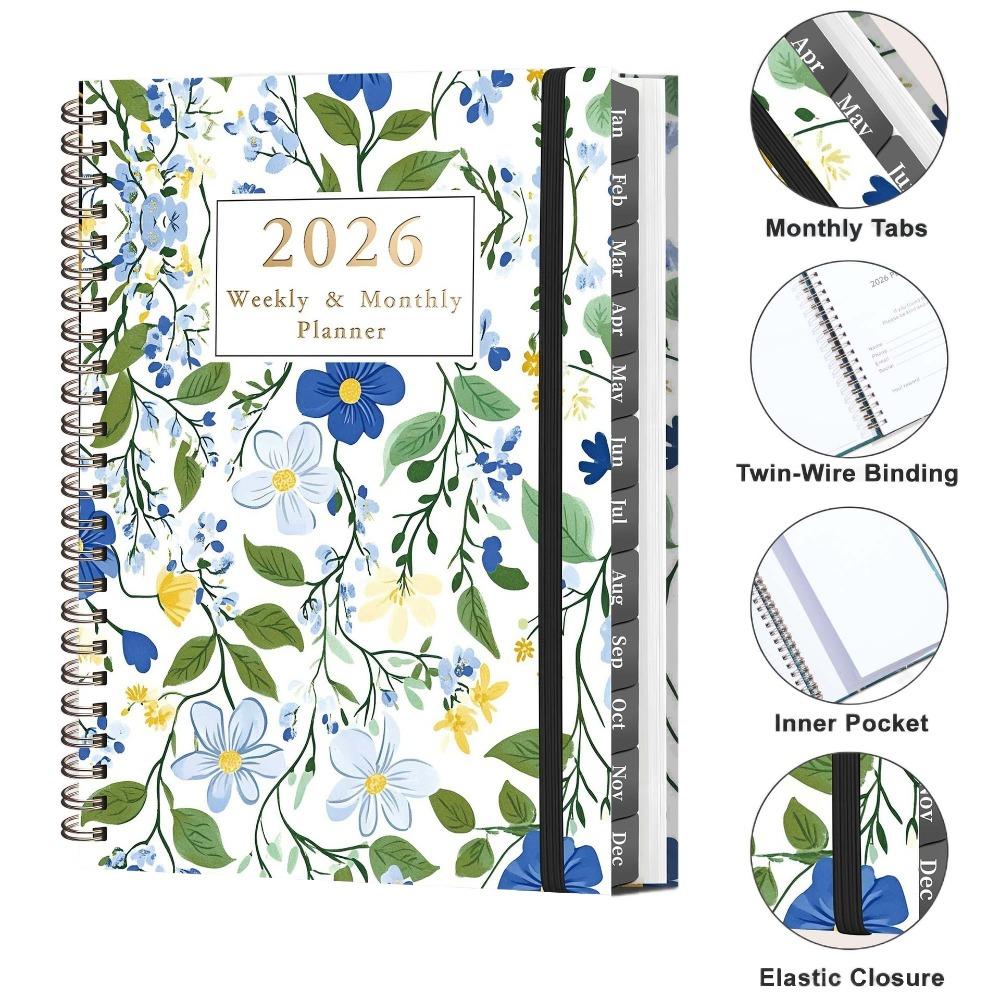 A5 Size Coil Diary Book Spiral Binding Daily Plan Schedule 2026 Planner Notebook  School Supplies