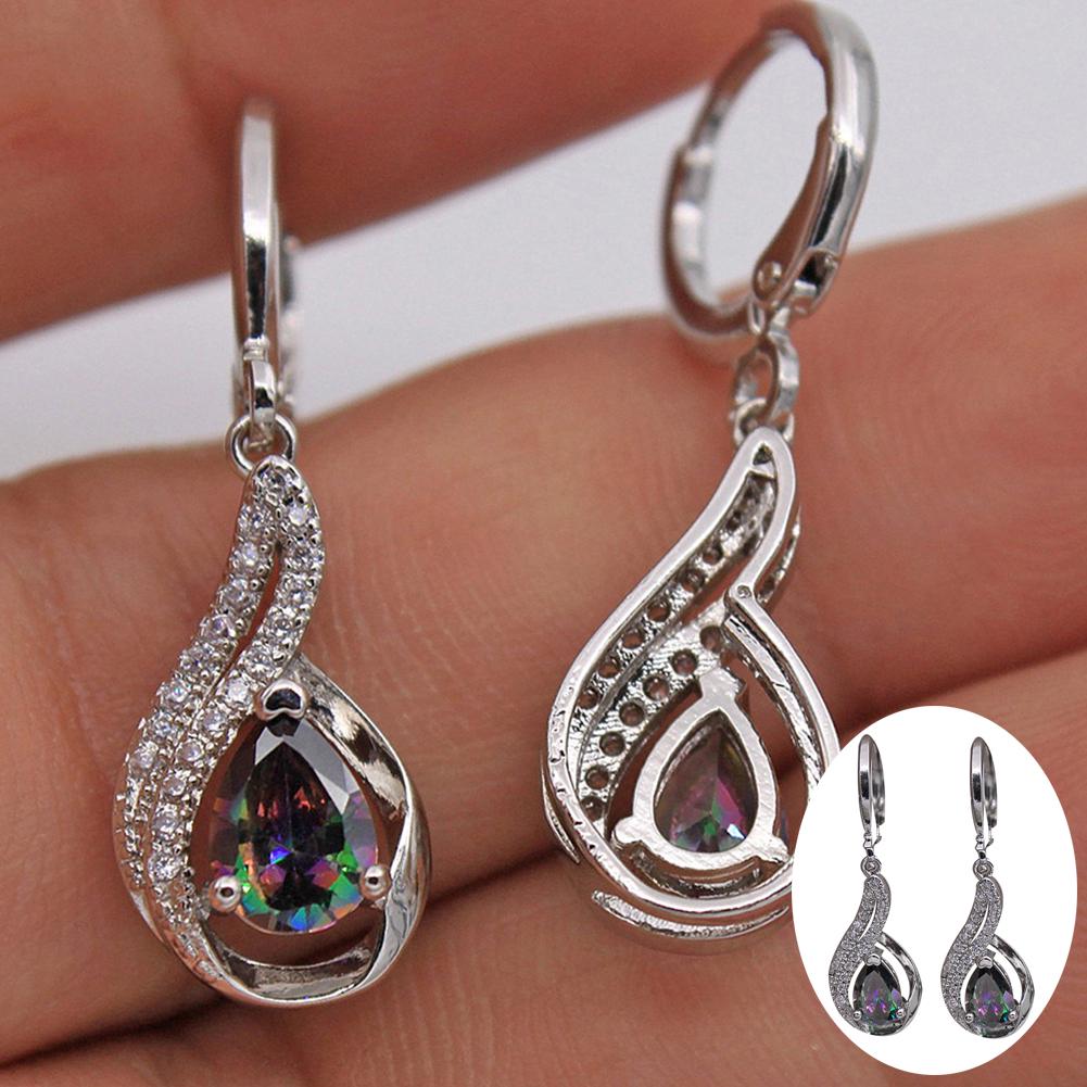Fashion Women Shiny Water Drop Leaverback Earrings Gift
