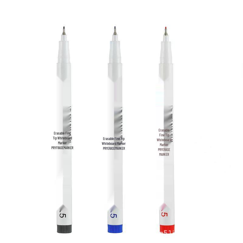 Fine-Tip Erasable Oil-Based Whiteboard Markers - Red, Black, Blue