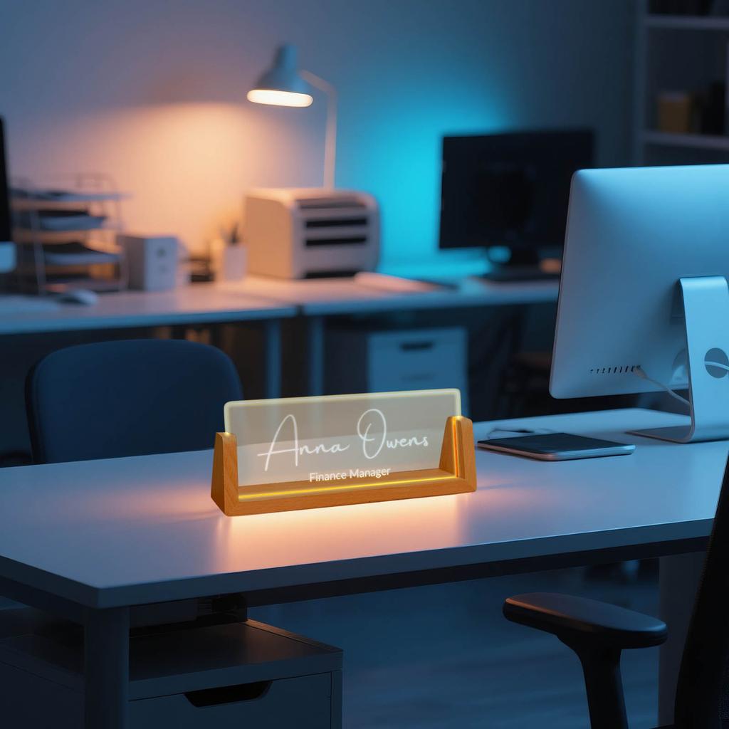 Personalized Name Plate For Desk Business Desk Gift With LED Stand Elegant Gift For Coworkers Employees Work Gift For Team Members