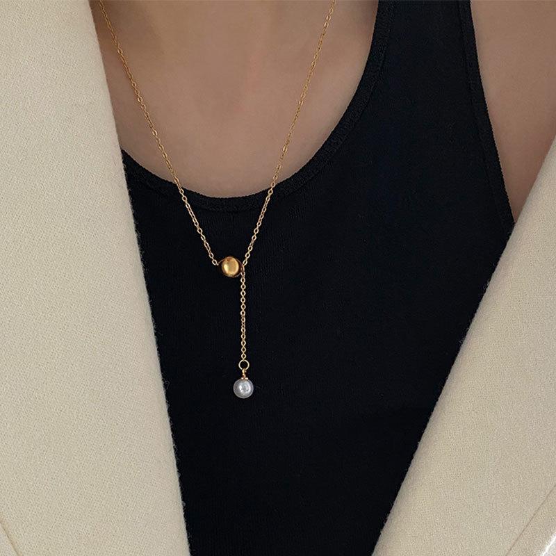 Nischen-Luxus Y-Kette für Damen, Perlenquasten-Halskette für Herbst und Winter-Nische für Damen, vielseitige Schlüsselbeinkette für Damen