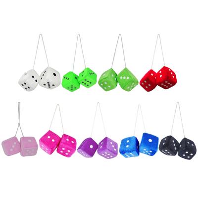 Fuzzy Dice Hanging Ornament New Year On Car Rear View Mirror Pendant Gifts