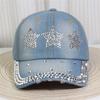 Rhinestones Baseball Hat Fashion Denims Hat Retros Street Hat Sunshades Hat for Women and Men